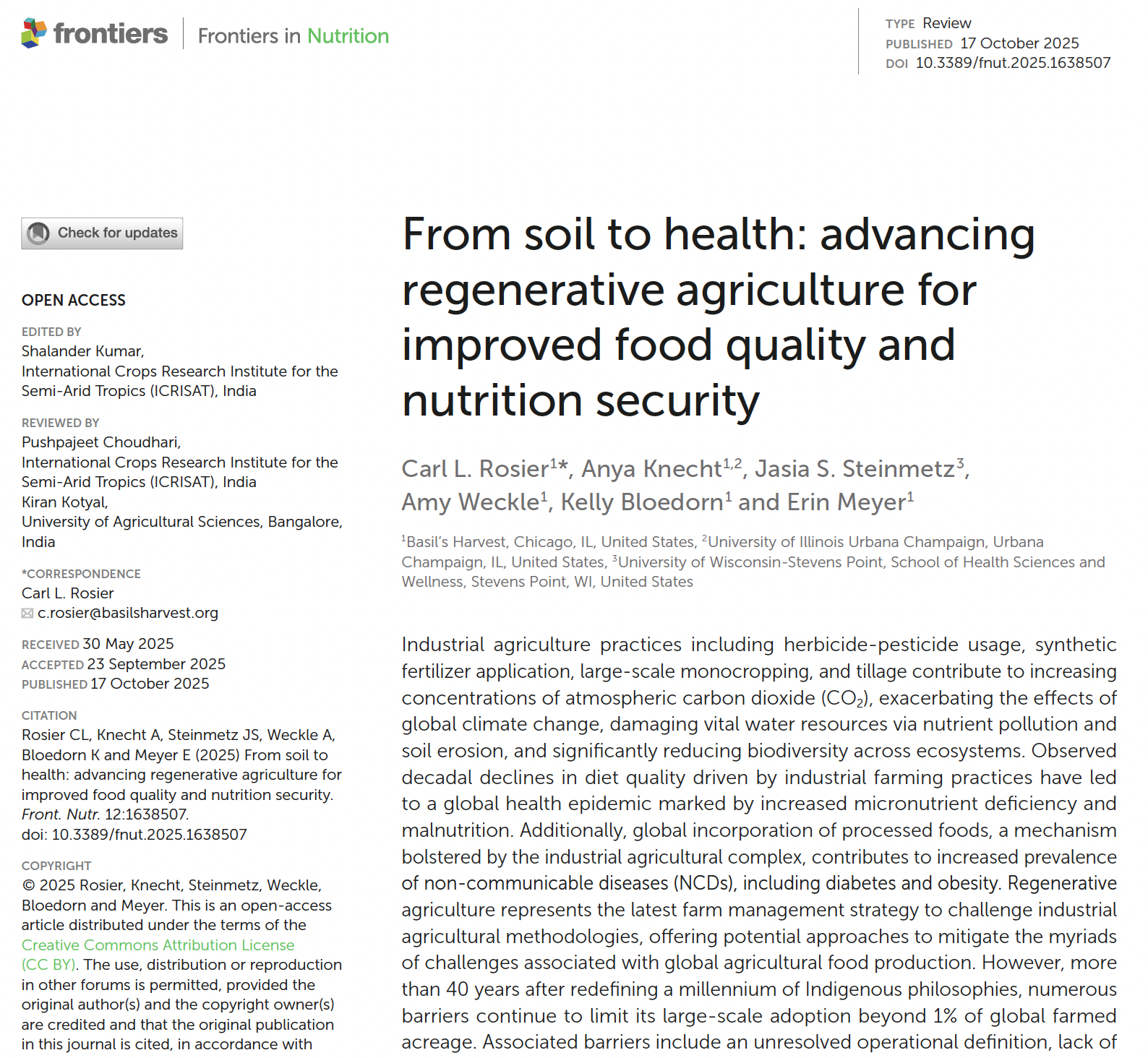 From soil to health advancing regenerative agriculture for improved food quality and nutrition security